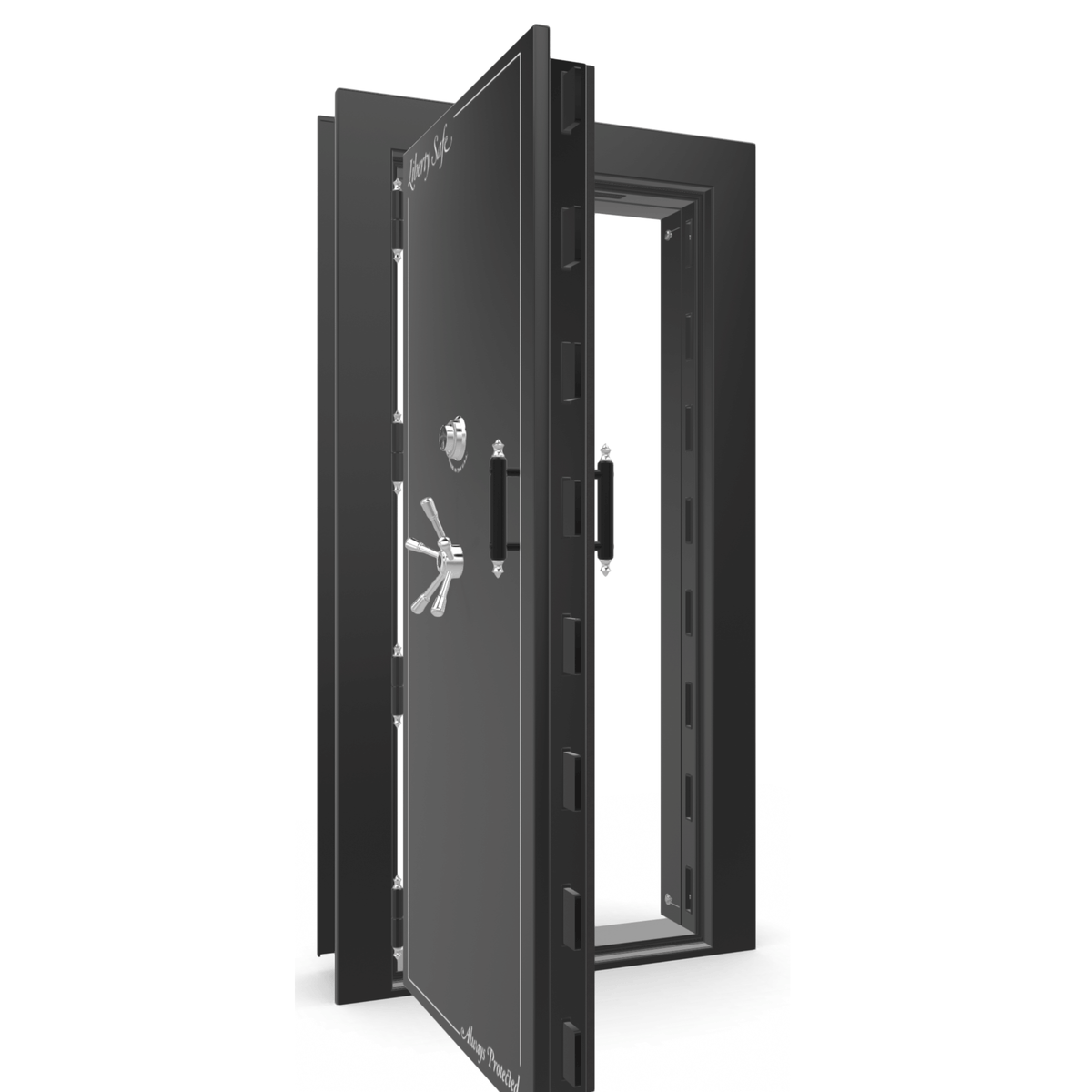 Vault Door Series | Out-Swing | Left  Hinge | Black Gloss | Mechanical Lock - open