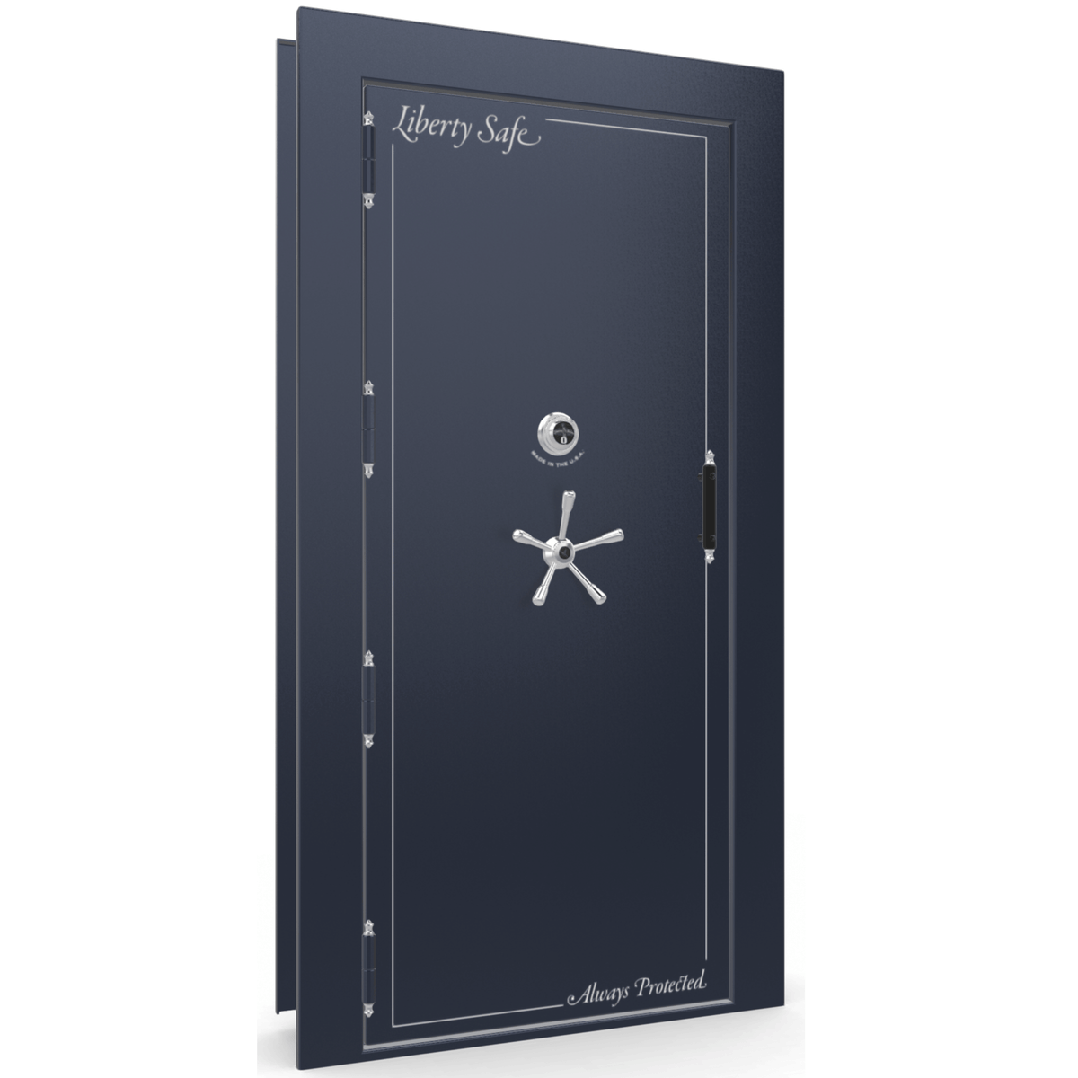 Vault Door Series | Out-Swing | Left  Hinge | Blue Gloss | Mechanical Lock - closed