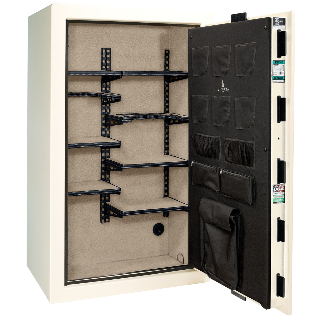 Colonial Series | Level 4 Security | 75 Minute Fire Protection | 30 PRO FLEX | DIMENSIONS: 60.5&quot;(H) X 36&quot;(W) X 22&quot;(D*) | White Gloss Brass | Electronic Lock - Open