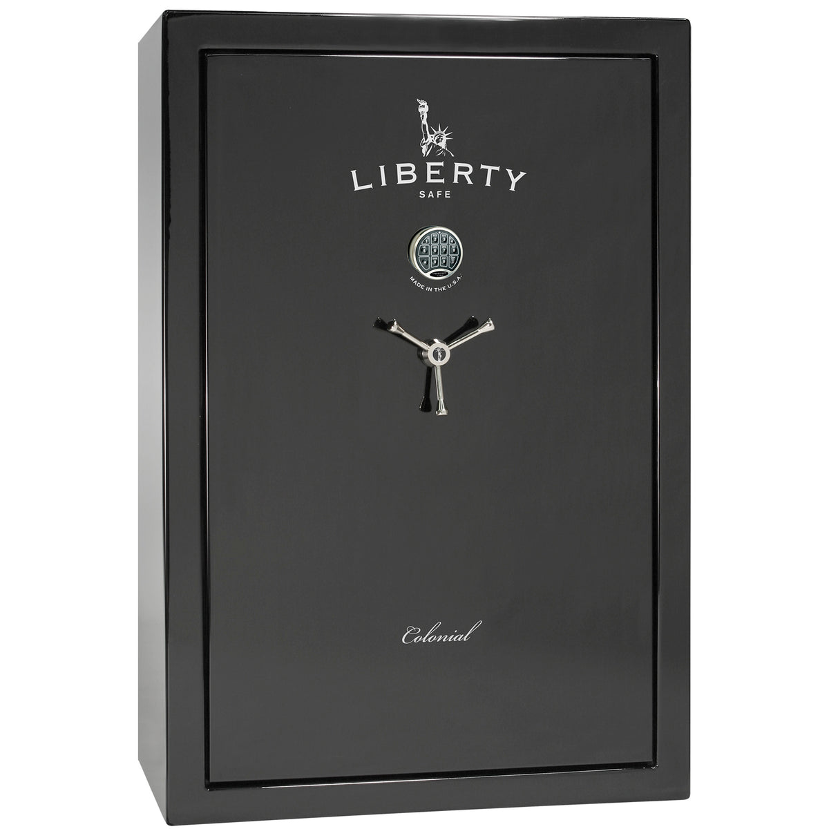 Colonial 35 | Pro Flex Interior | Level 4 Security | 75 Minute Fire Protection | Dimensions: 60.5"(H) x 42"(W) x 22"(D) | Up to 45 Long Guns | Black Gloss | Electronic Lock - Closed