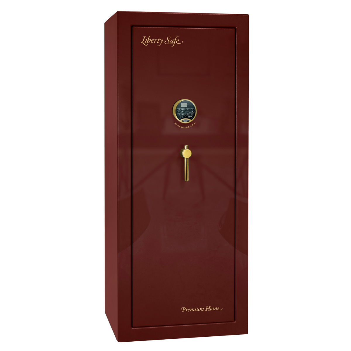 Premium Home Series | Level 7 Security | 2 Hour Fire Protection | 17 | Dimensions: 59.25&quot;(H) x 24&quot;(W) x 20.25&quot;(D) | Burgundy Gloss Brass - Closed Door